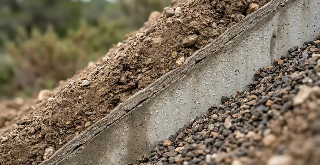 Aljibe semienterrado con talud de tierra para conservación óptima del agua