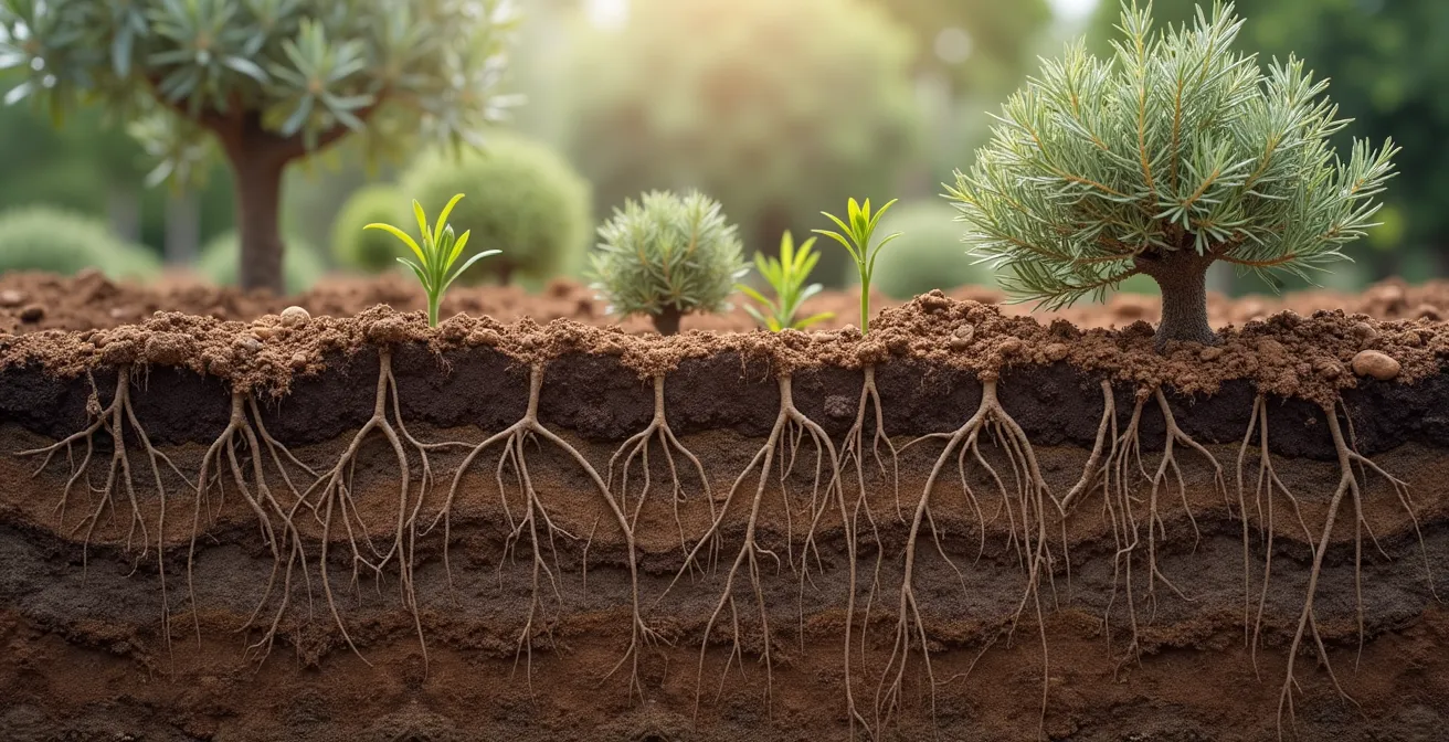 Sistema radicular profundo de plantas mediterráneas establecidas